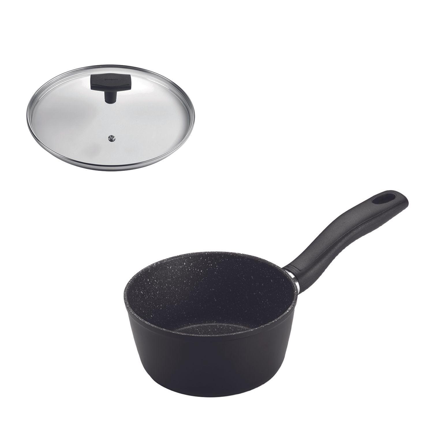 SET Cacerola 16cm Antiadherente Negro  con Tapa Daily-0