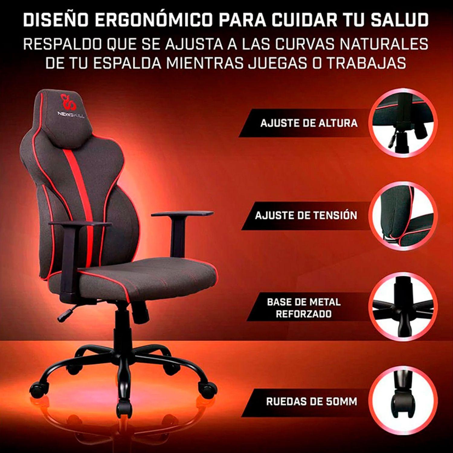 Silla Gamer Fafnir Rojo/Negro-6