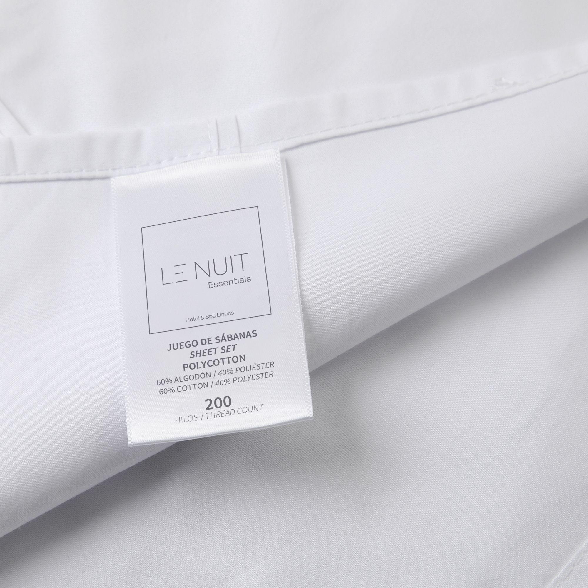 2 Sets Sábanas 1,5 Plazas Polycotton 200 Hilos Essentials Liso Blanco-2