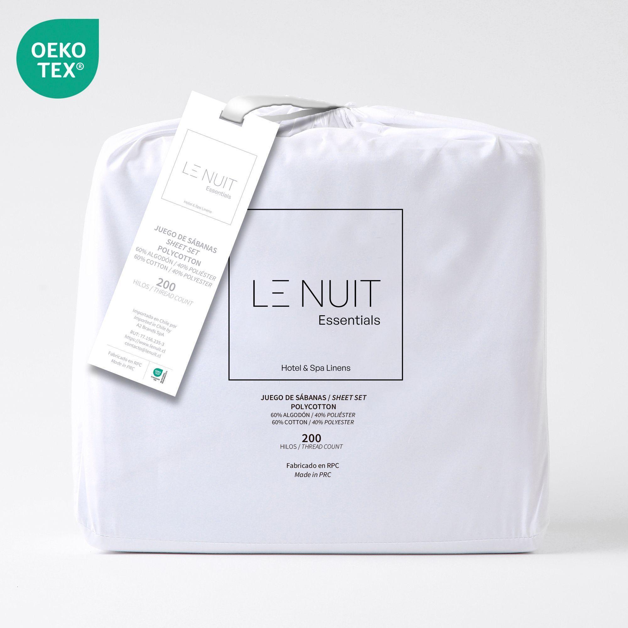 2 Sets Sábanas 1,5 Plazas Polycotton 200 Hilos Essentials Liso Blanco-4