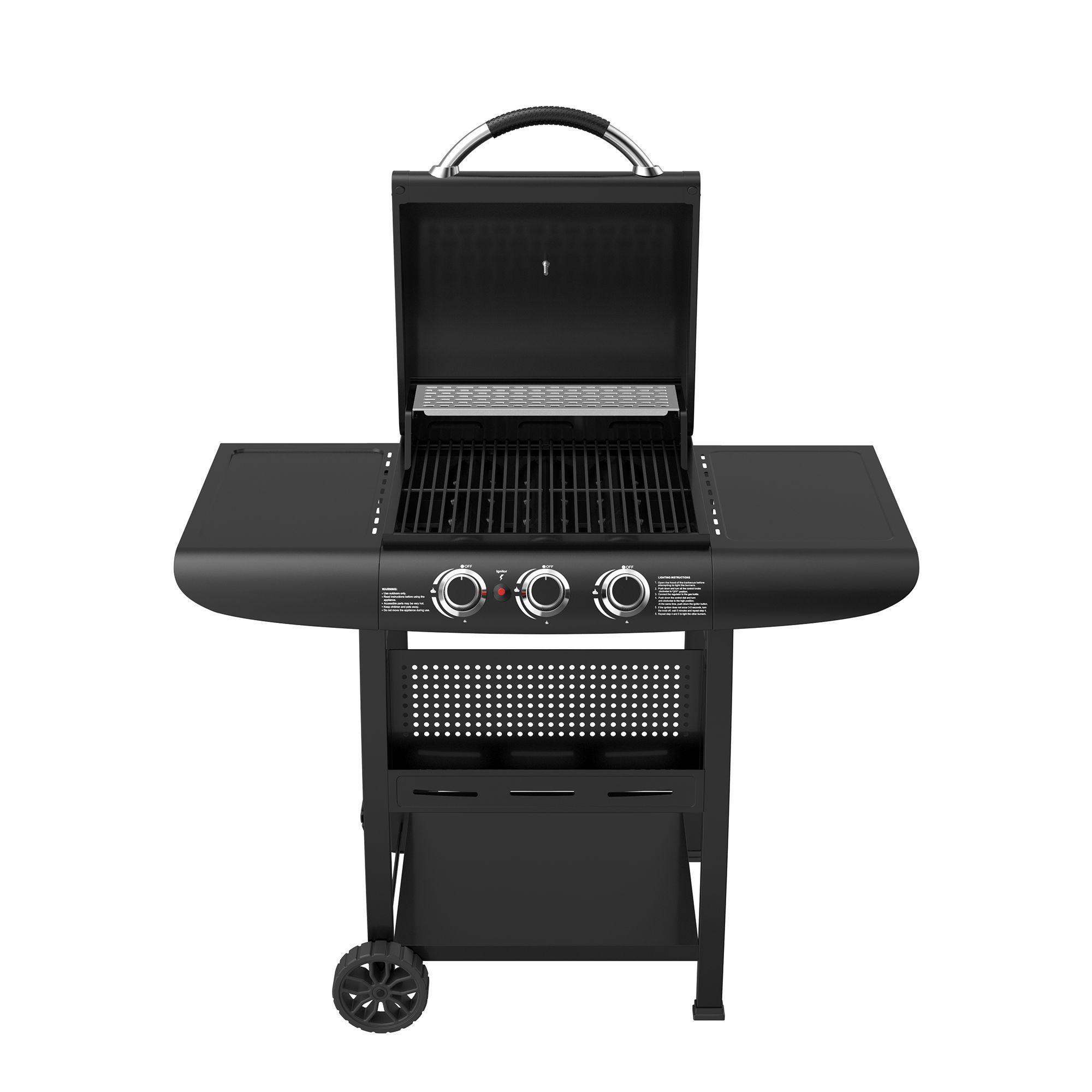 Set Parrilla a Gas 3 Quemadores Kansas Black + Funda M-3