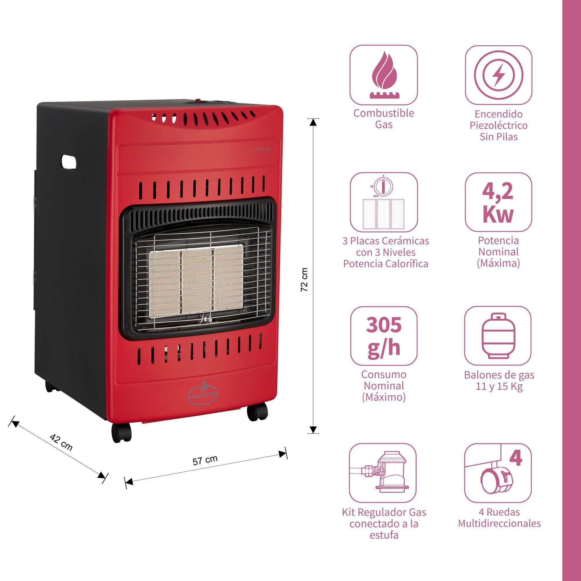 Estufa a Gas Interior 15 Kg 4 2 Kw VARME PRO Red-1