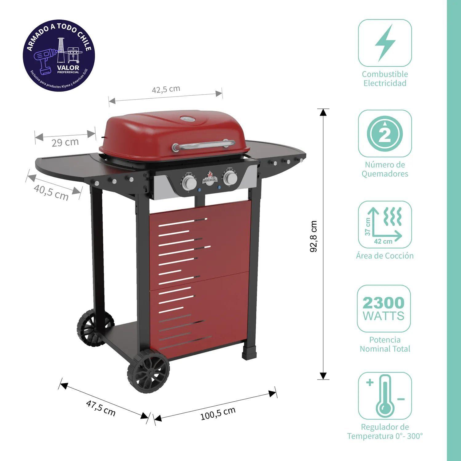 Set Parrilla Electrica 2 Quemadores Manhattan Red Funda XS-1