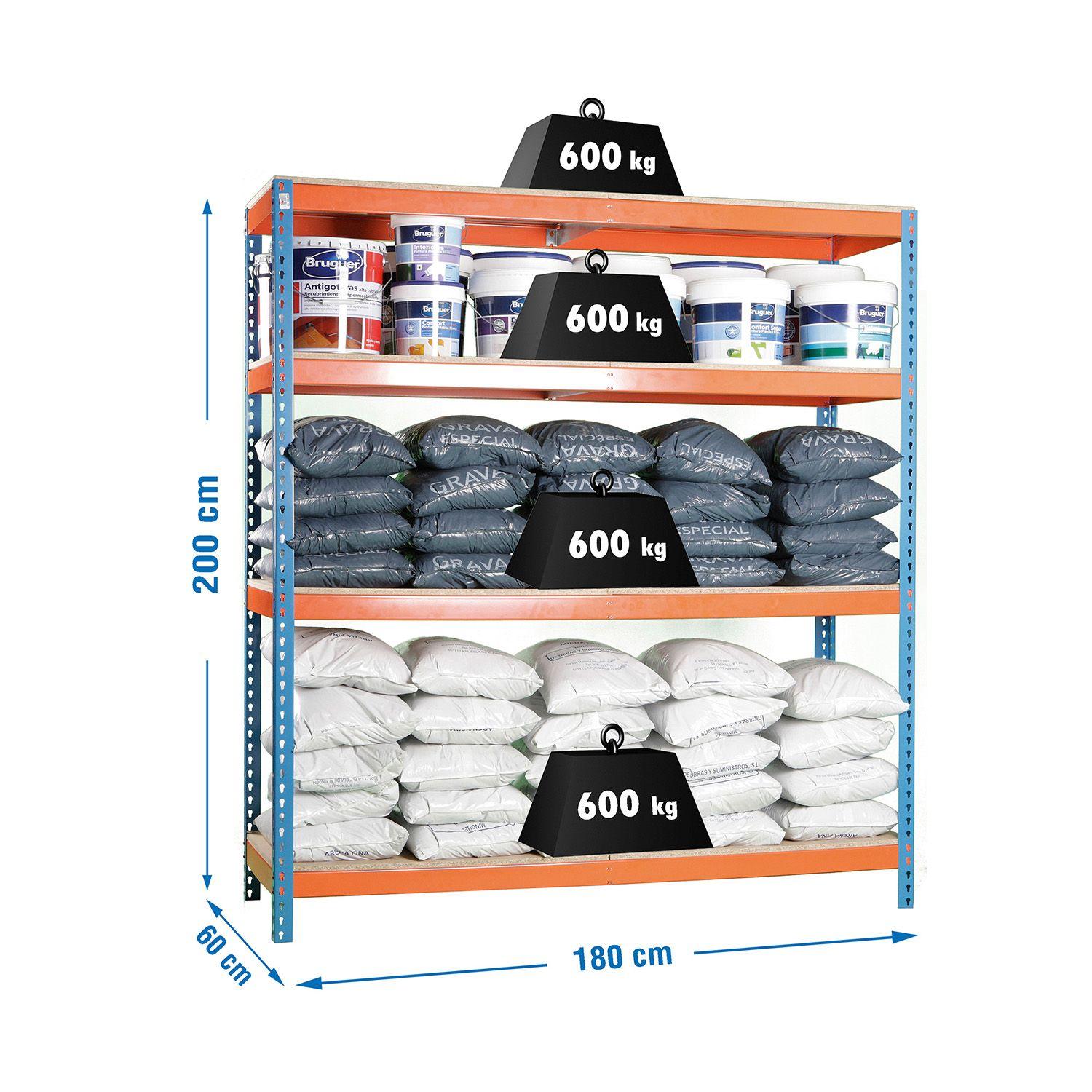 Estanteria Simonforte 1806-4 Chipboard Azul/Naranja/Mader-1