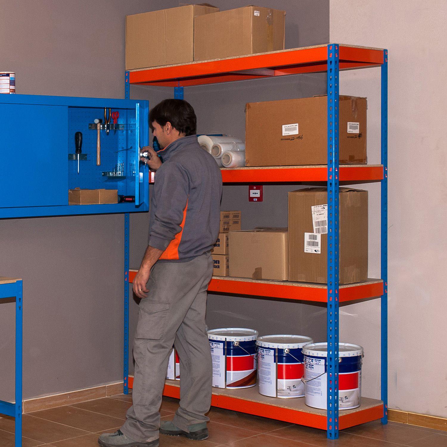 Estanteria Simonforte 1806-4 Chipboard Azul/Naranja/Mader-2