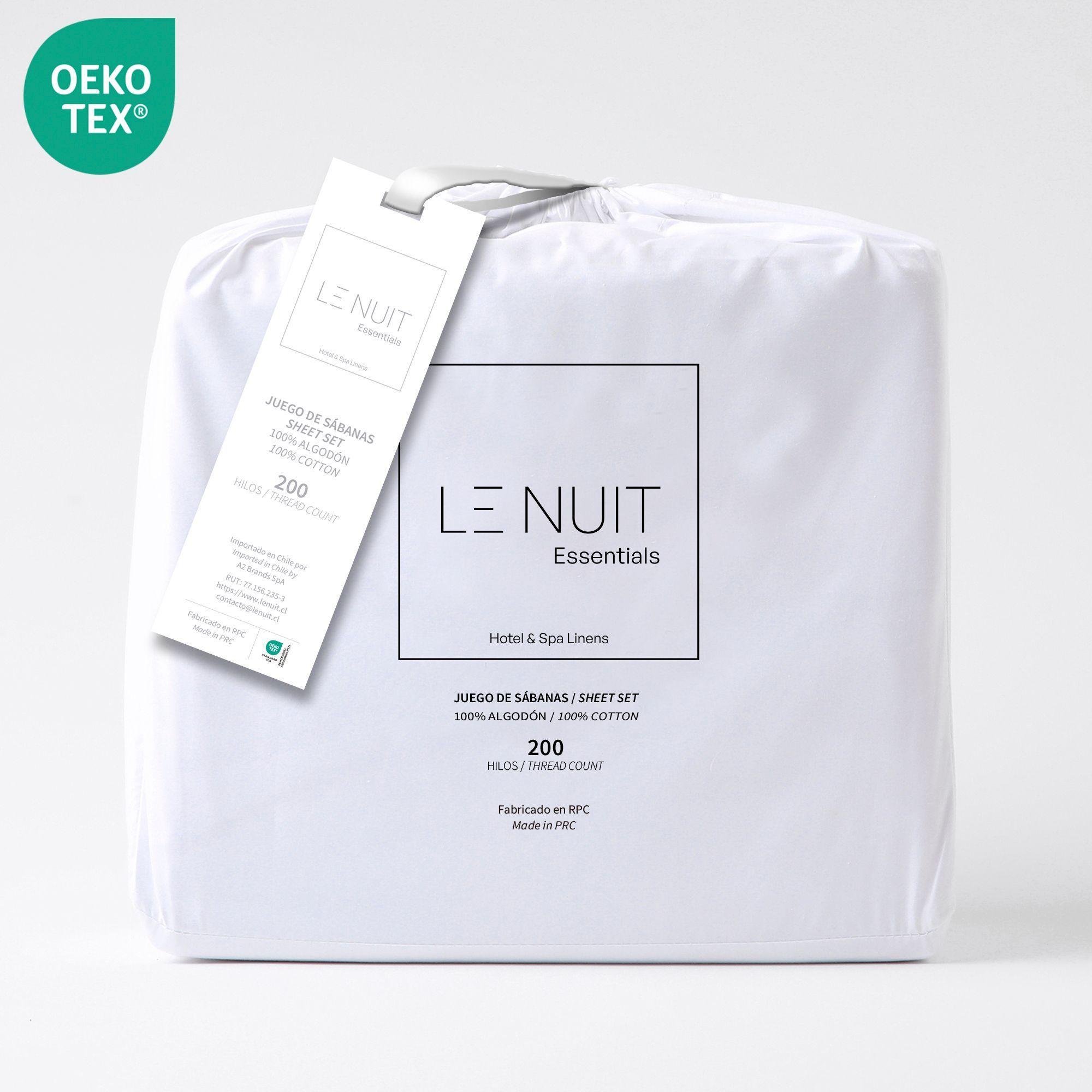 Set Sábanas King Polycotton 200 Hilos Essentials Liso Blanco-3