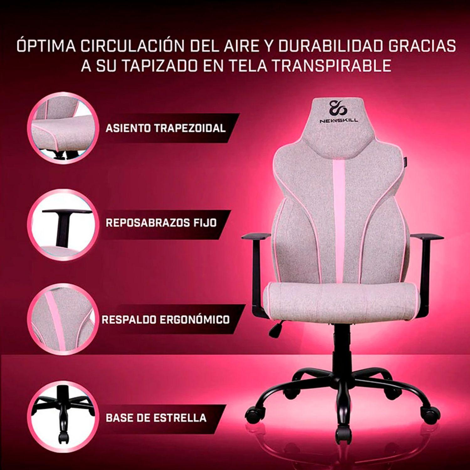 Silla Gamer Fafnir Gris-Rosa-2