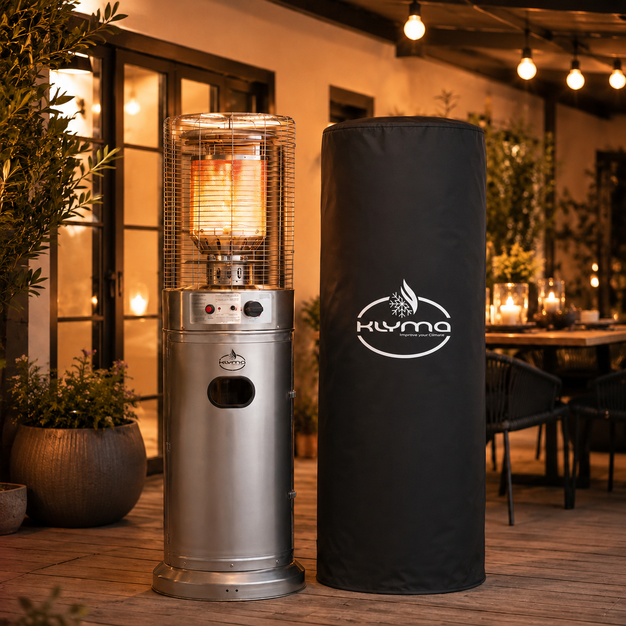Estufa a Gas Exterior Terraza CILDRO LW Inox 1 35 metros Funda Gris-3