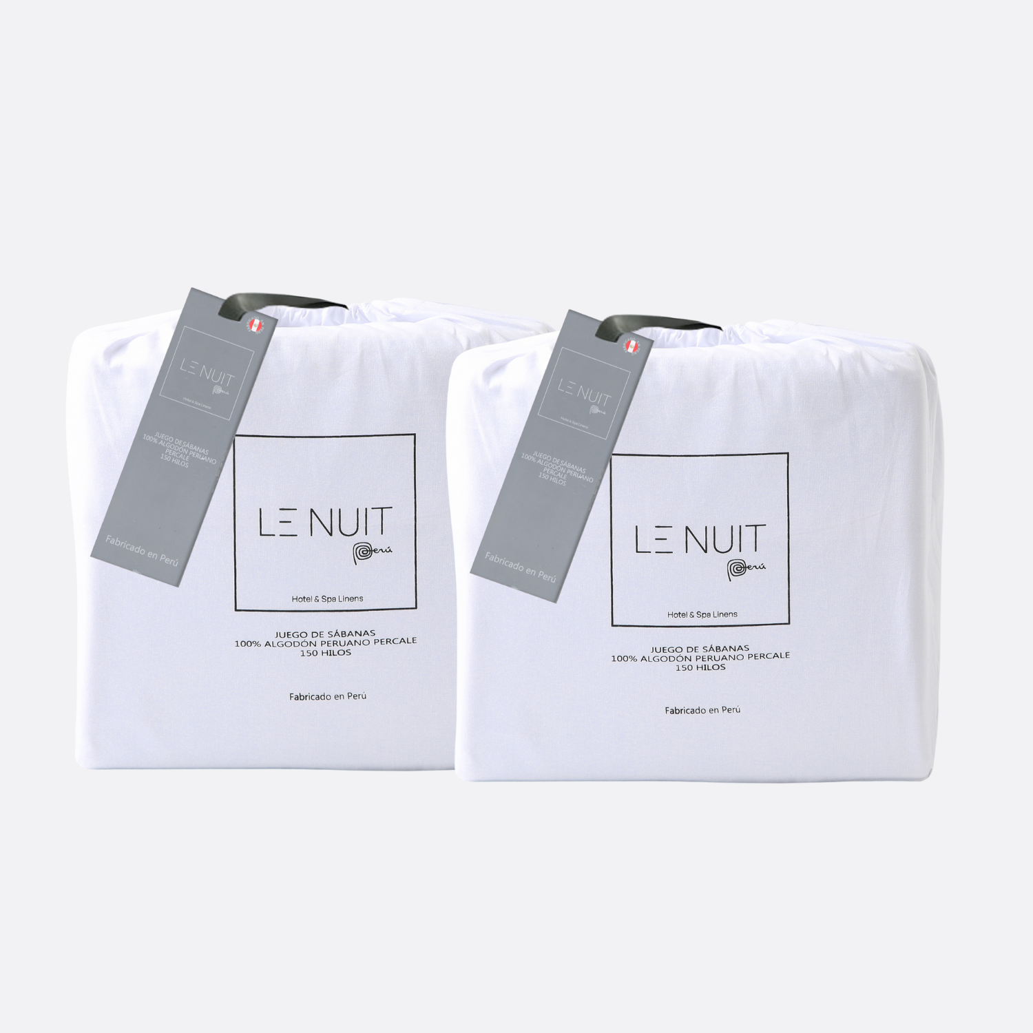 2 Set Sábanas King 150 Hilos Algodón Peruano Percale Liso Blanco-1