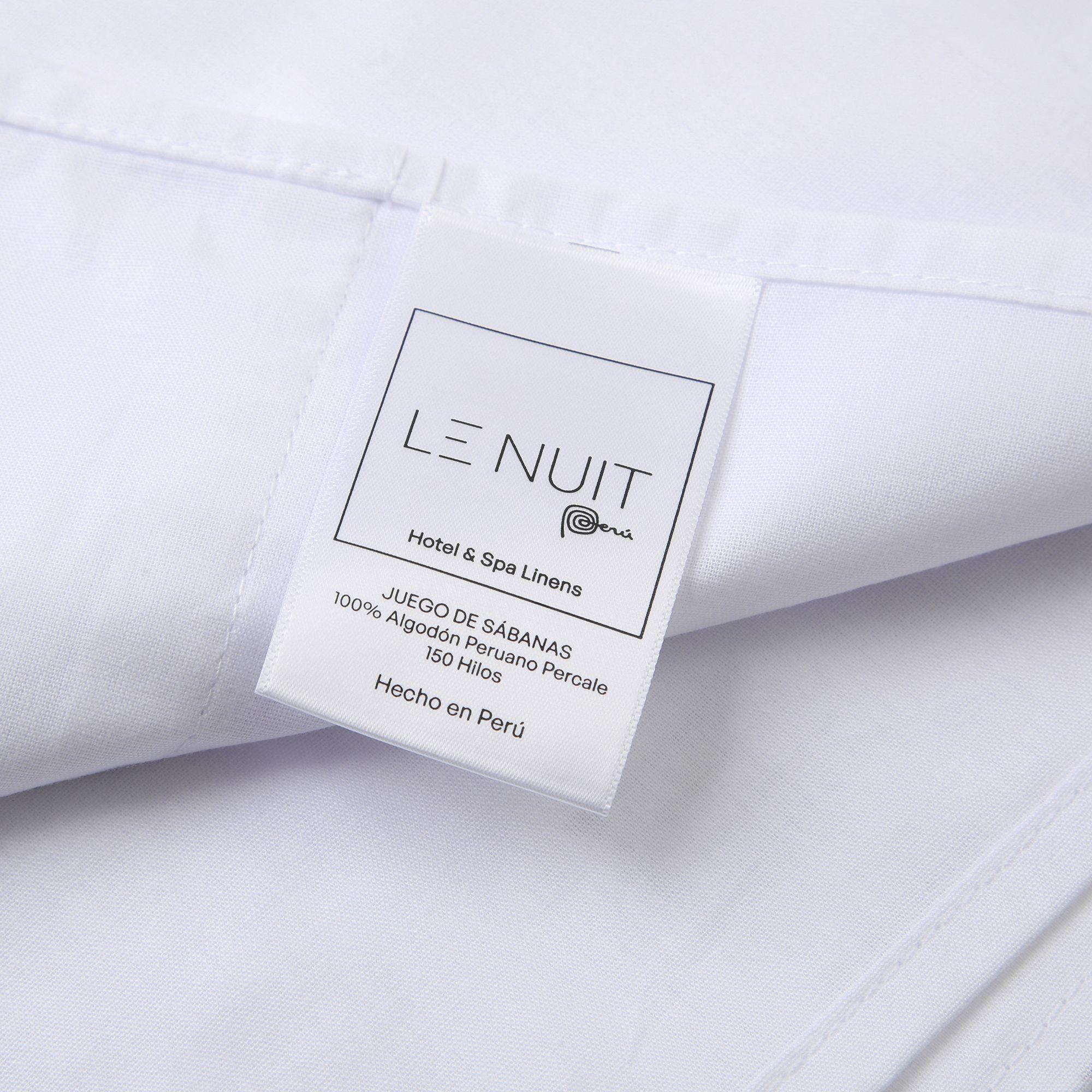 2 Set Sábanas King 150 Hilos Algodón Peruano Percale Liso Blanco-2