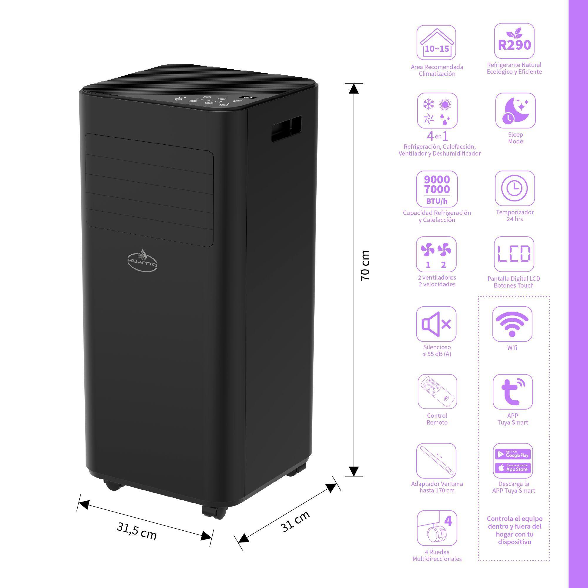 Aire Acondicionado Portátil WiFi 9000 BTU ꓘÖLD 9wf PRO Black-1