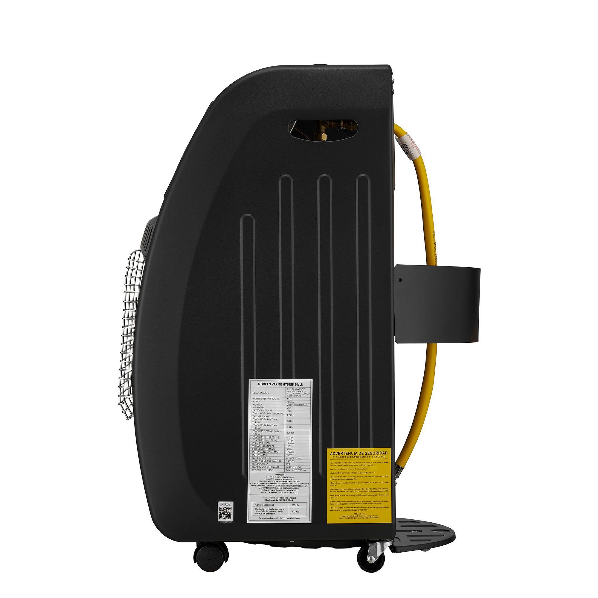 Estufa a Gas Hibrida 15 Kg 4.2Kw 1500W VÄЯME Hybrid Black-3