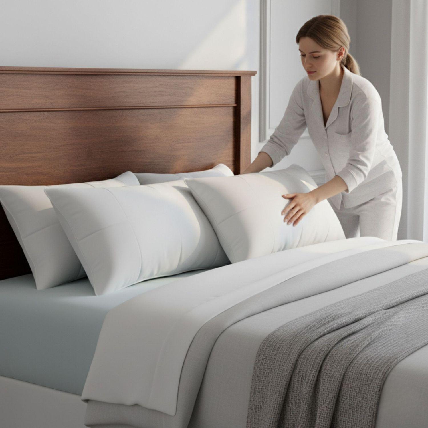 Set 2 Almohadas 1200 Gr Microfibra Tela 300 Hilos Algod n Egipcio 50x90 cm Blanco-6