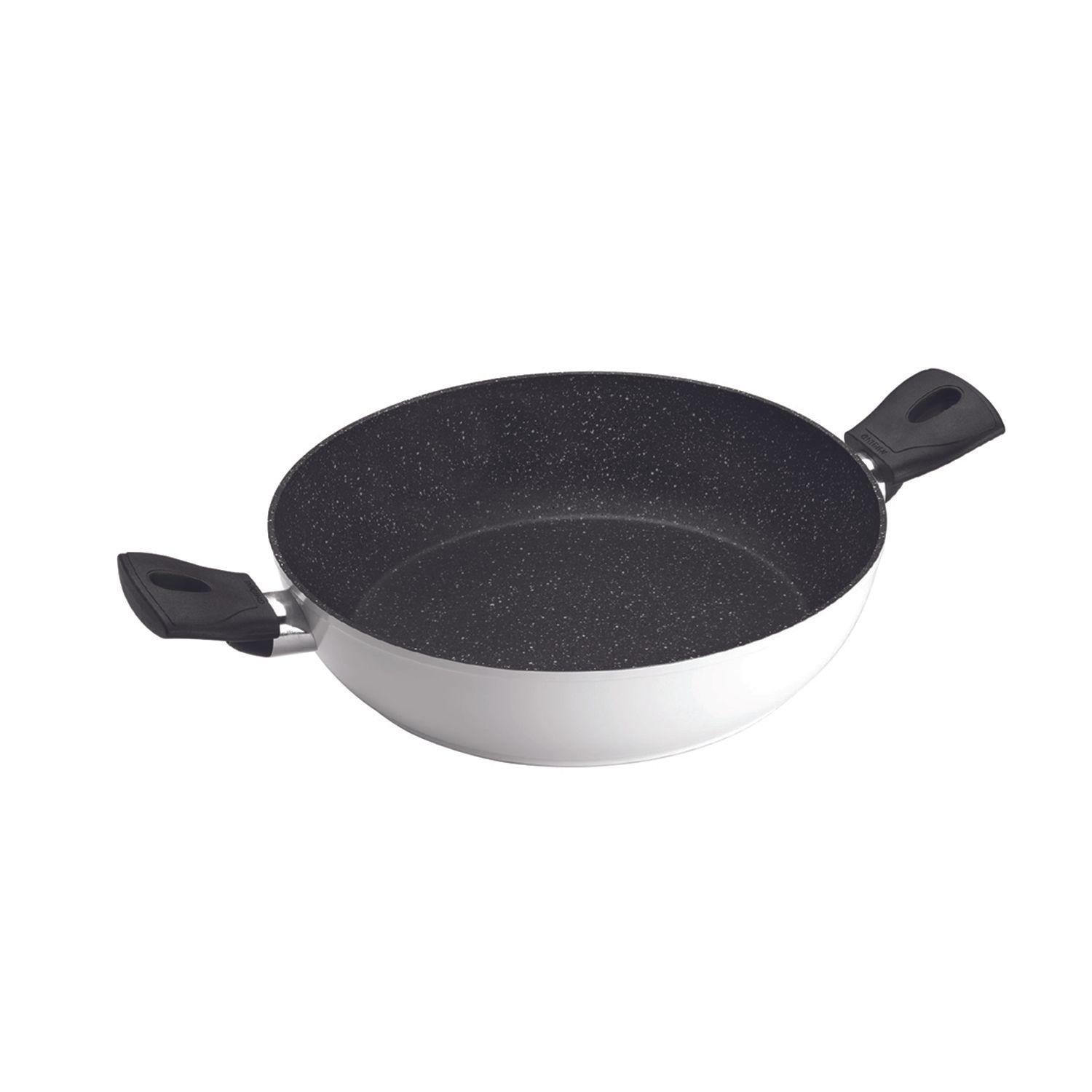 SET Wok 2 Asas 28cm  Antiadherente Blanco con Tapa Daily-1