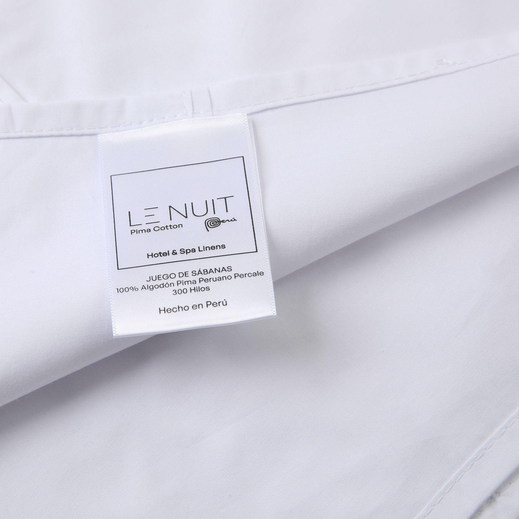 2 Set Sábanas 300 Hilos Algodón Pima Peruano Percale Liso Blanco 2 Pl-2