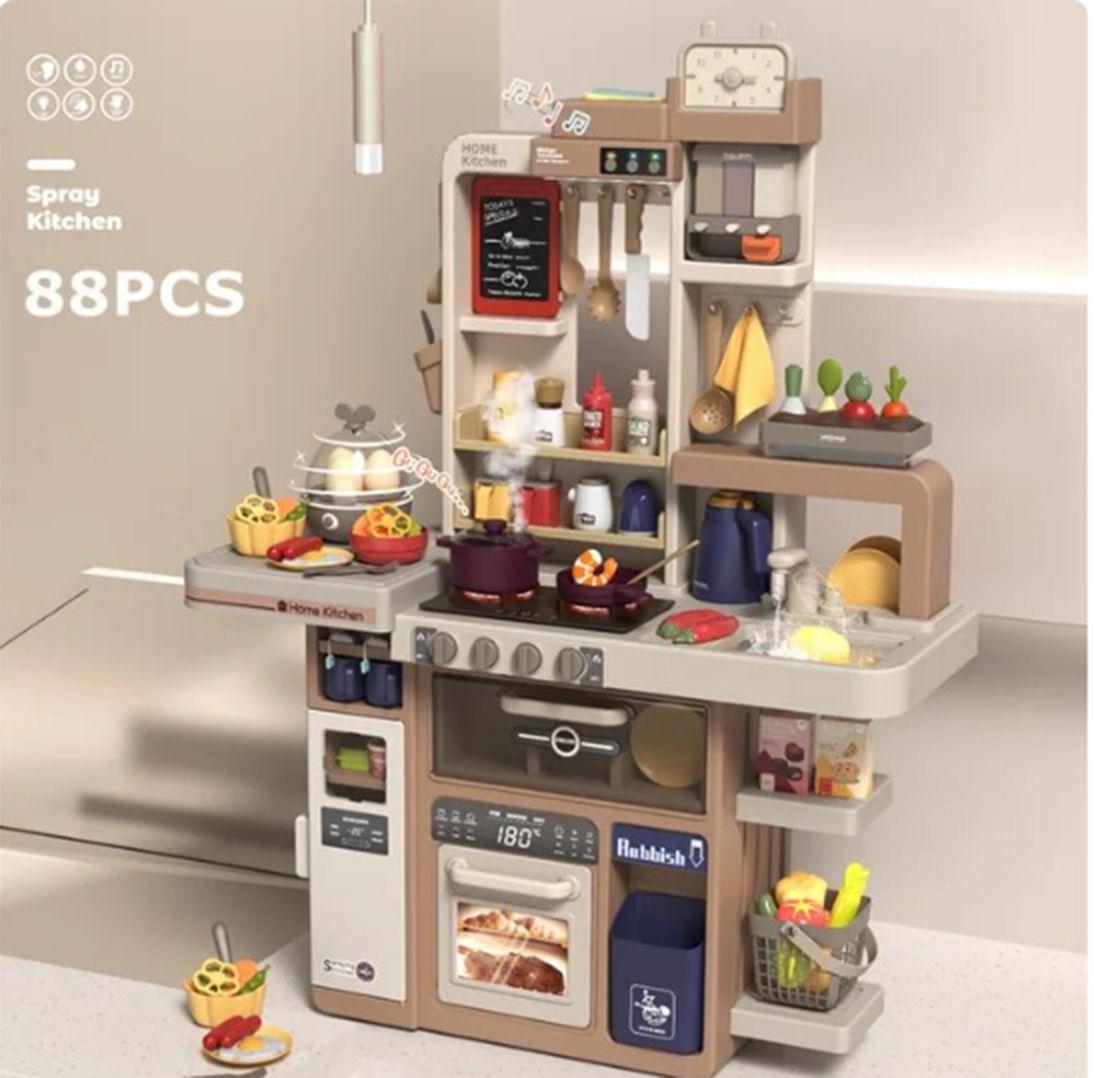 Set Juego Juguete Cocina Con Luz, Sonido Y Vapor 88 Piezas 93.5 cms -2