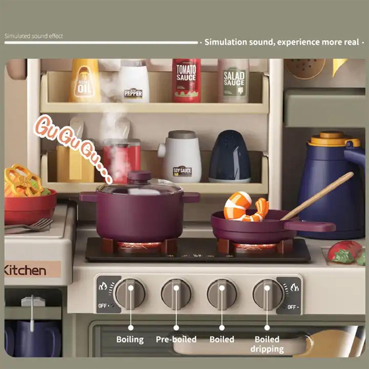 Set Juego Juguete Cocina Con Luz, Sonido Y Vapor 88 Piezas 93.5 cms -3