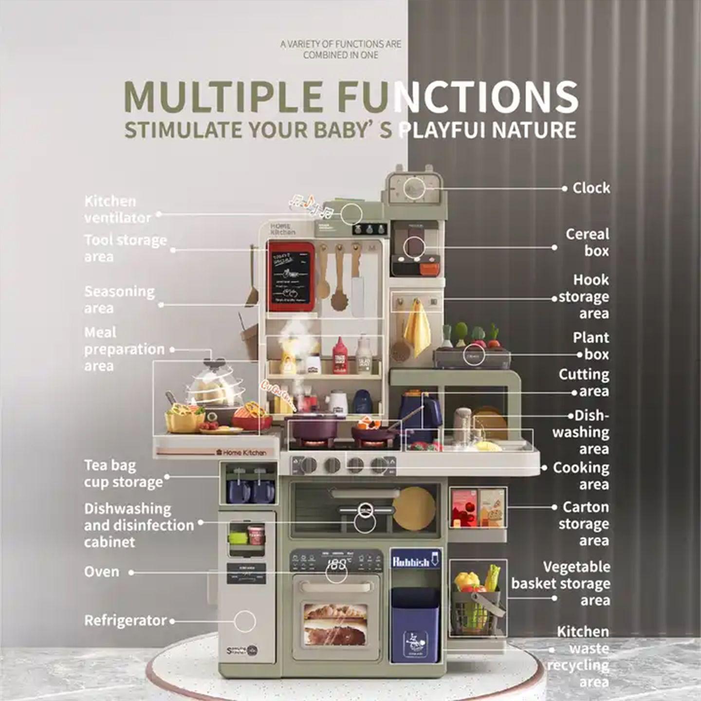 Set Juego Juguete Cocina Con Luz, Sonido Y Vapor 88 Piezas 93.5 cms -5