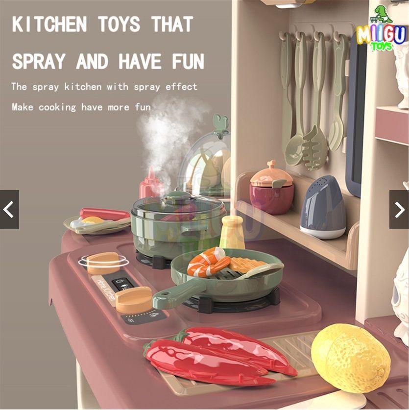 Cocina Juguete Rosa 65 Piezas 93 5cms Altura Vapor Agua-2