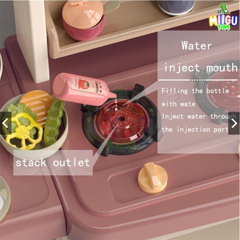 Cocina Juguete Rosa 65 Piezas 93 5cms Altura Vapor Agua-3