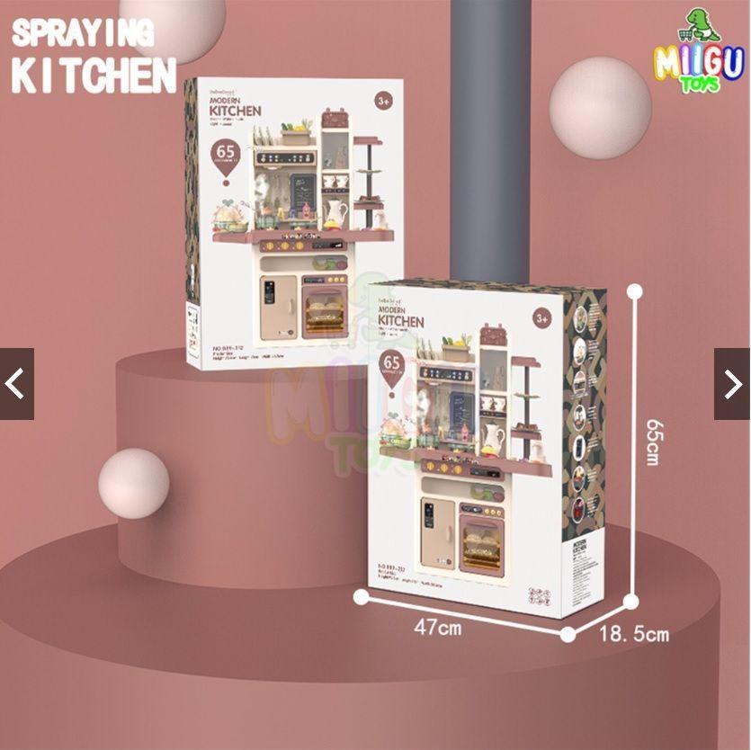 Cocina Juguete Rosa 65 Piezas 93 5cms Altura Vapor Agua-6