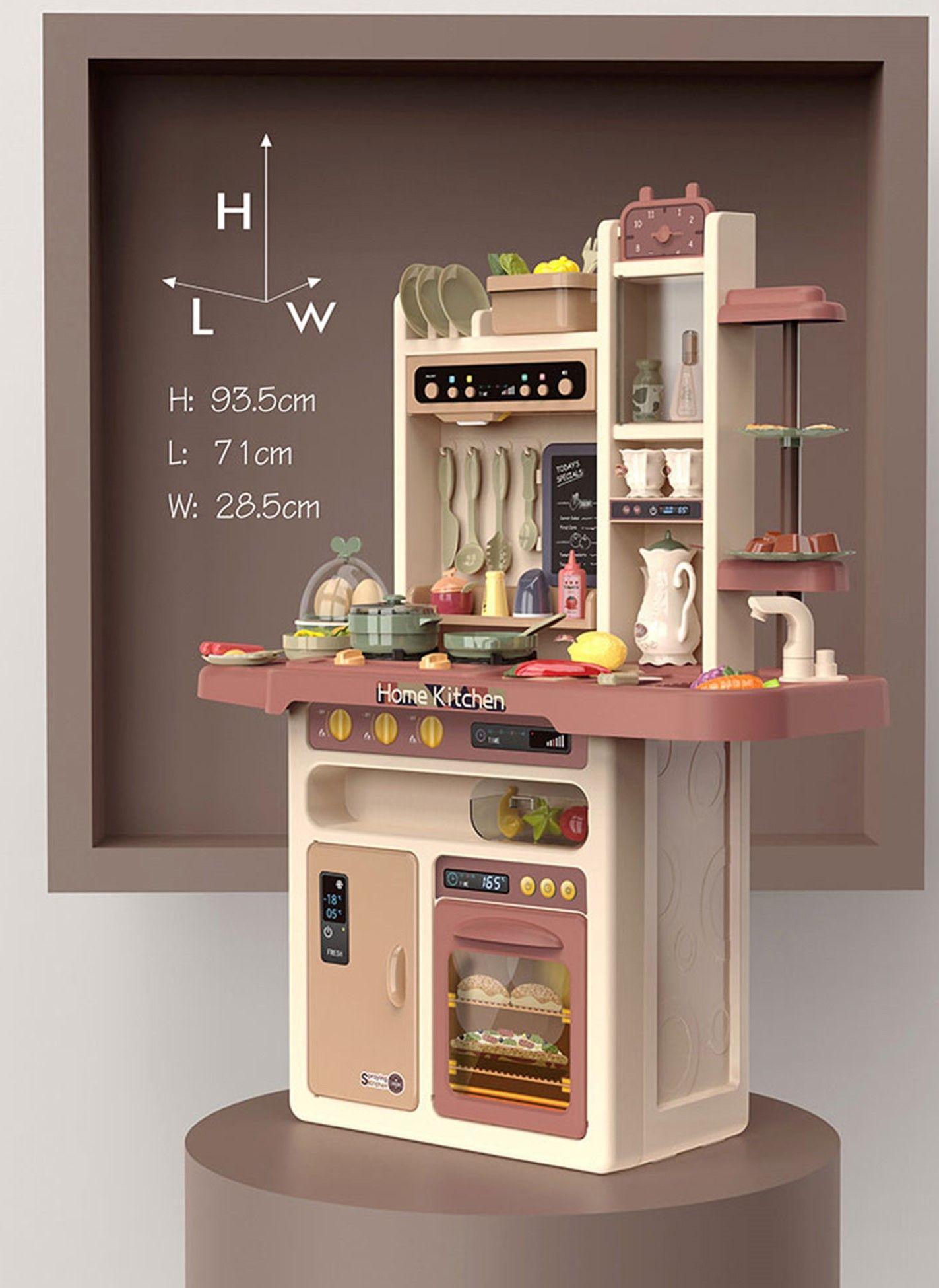 Cocina Juguete Rosa 65 Piezas 93 5cms Altura Vapor Agua-7