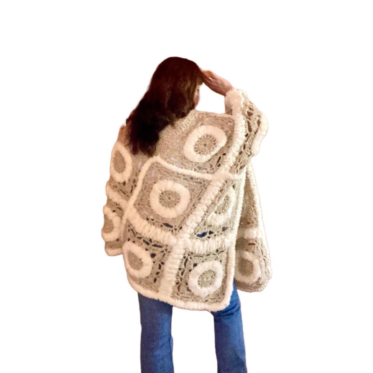 PONCHO, MANTA  CROCHET TEJIDO A MANO-2