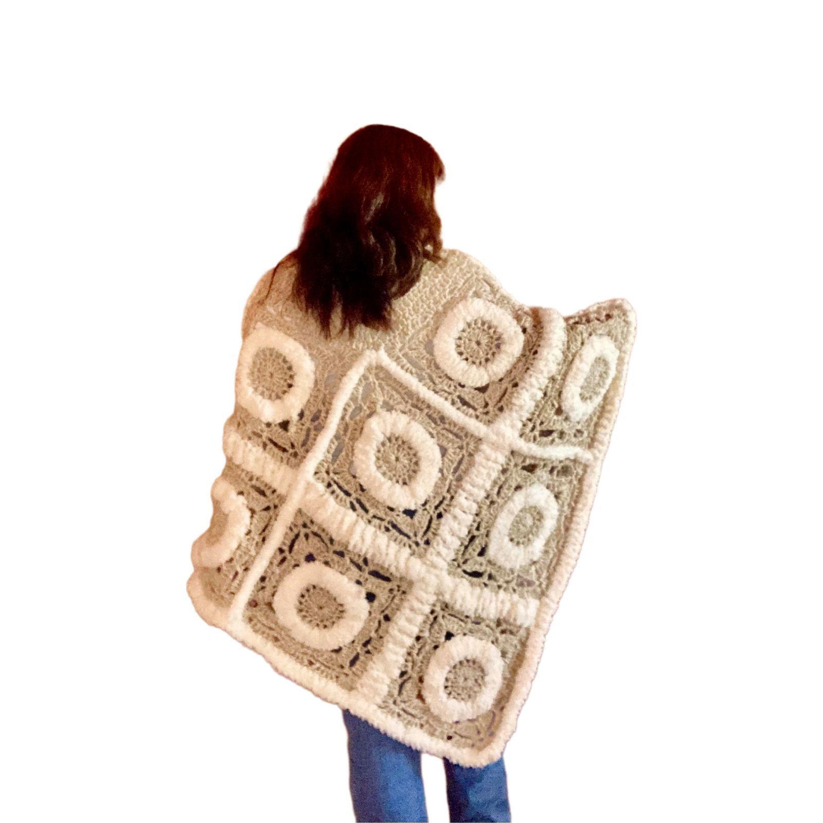 PONCHO, MANTA  CROCHET TEJIDO A MANO-4