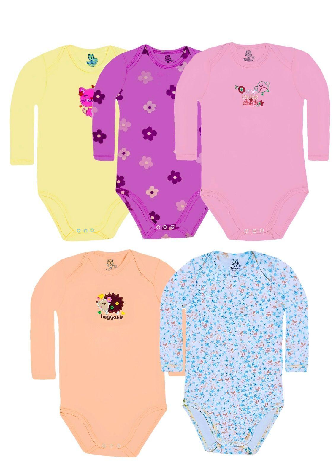 Pack 5 Body Manga Larga bebepelu Surtido Niña-7