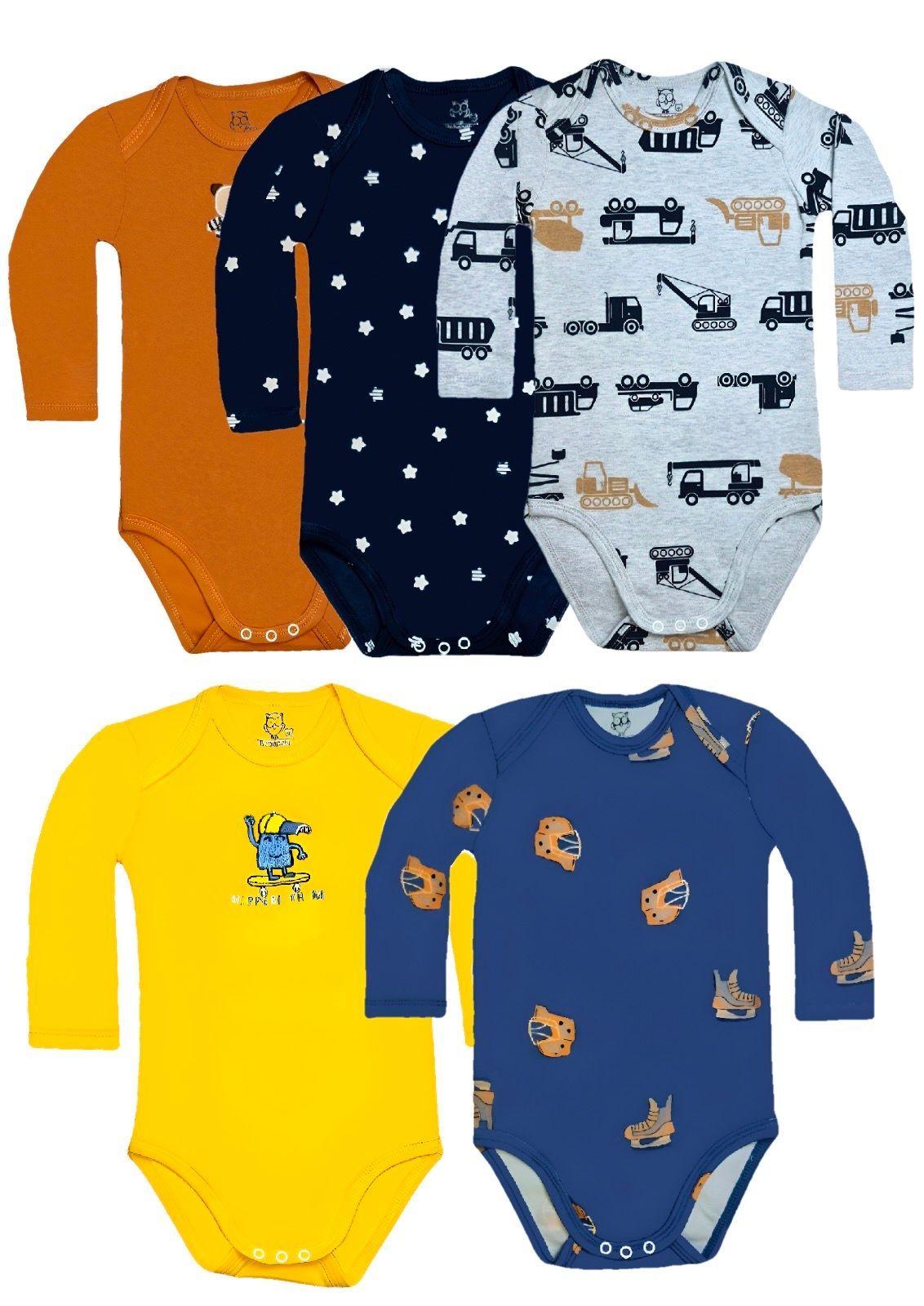 Pack 5 Body Manga Larga bebepelu Surtido Niño-0