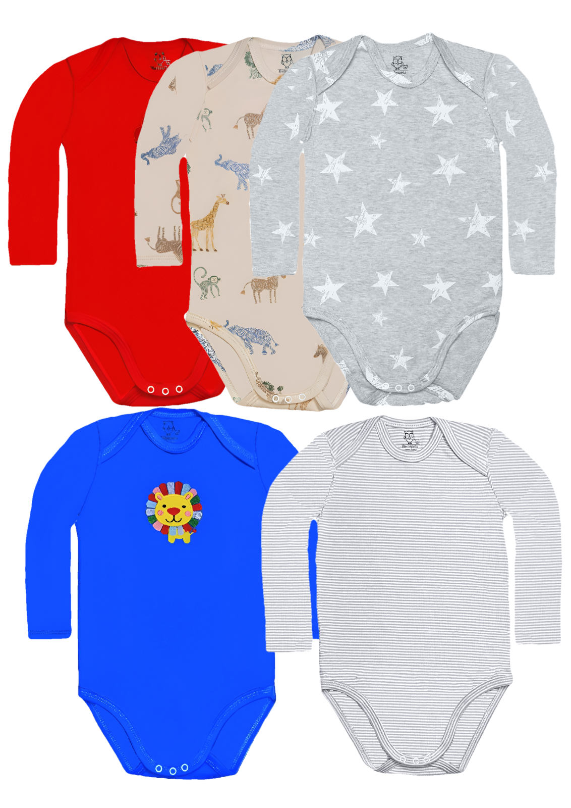 Pack 5 Body Manga Larga bebepelu Surtido Niño-7
