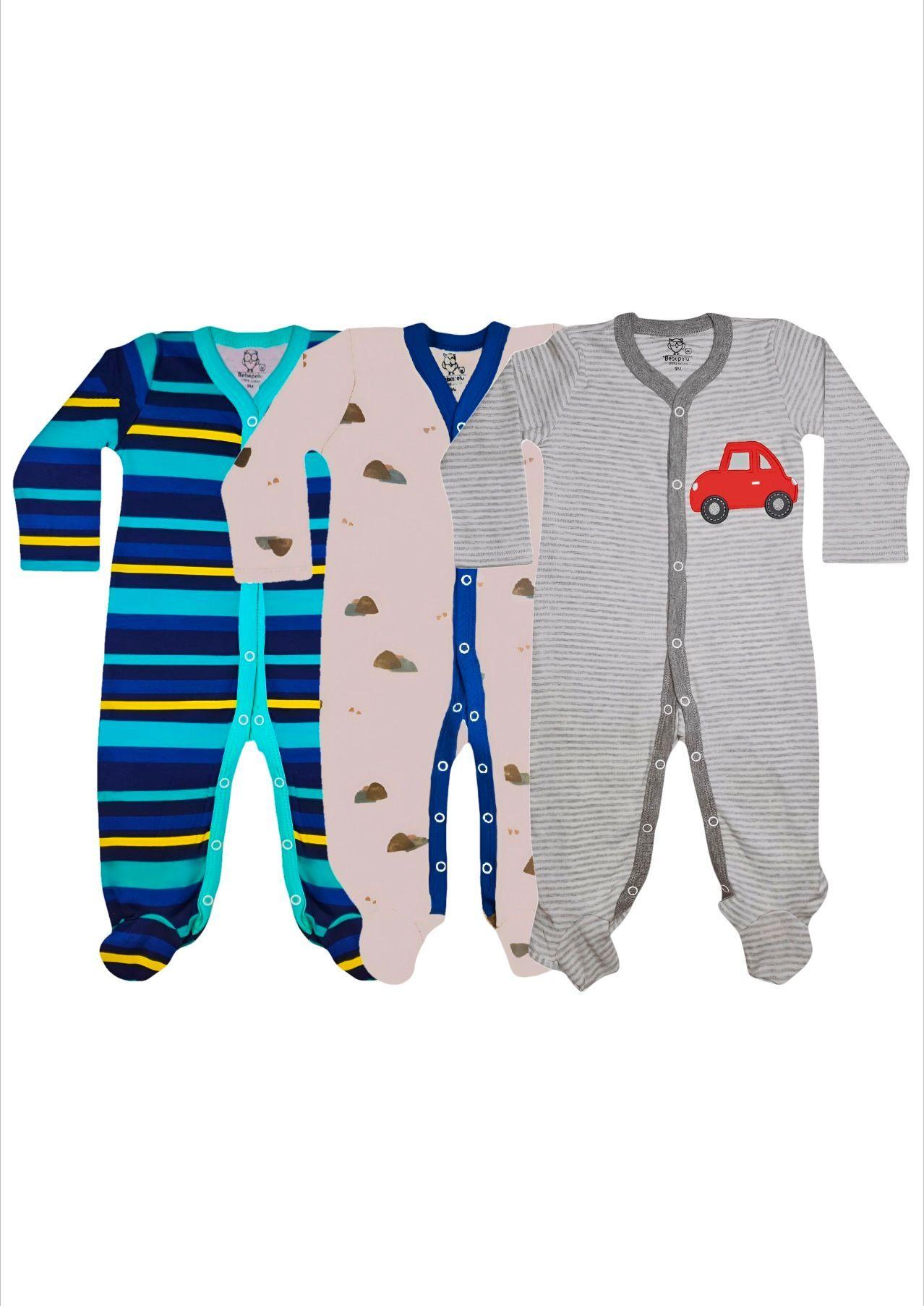 Pack 3 Osito Enterito Pijama Bebe 100% Surtido Niño Algodon Bebepelu-2