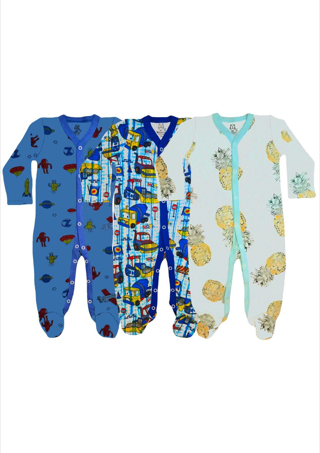 Pack 3 Osito Enterito Pijama Bebe 100% Surtido Niño Algodon Bebepelu-3