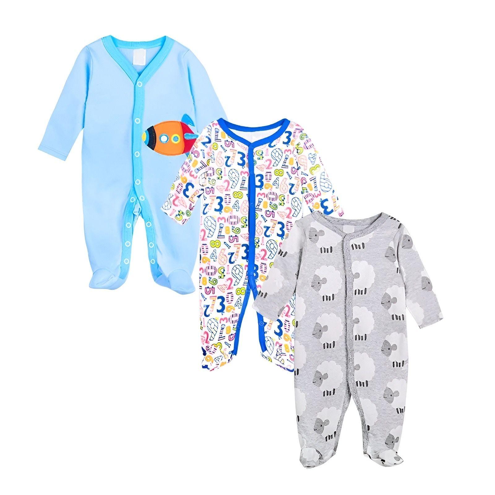 Pack 3 Osito Enterito Pijama Bebe 100% Surtido Niño Algodon Bebepelu-5