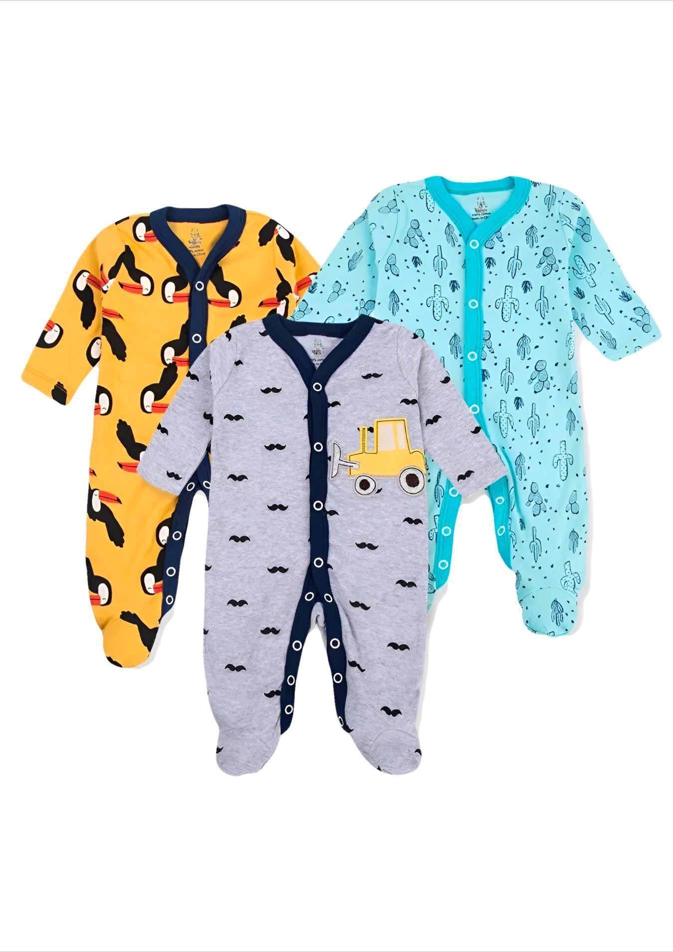 Pack 3 Osito Enterito Pijama Bebe 100% Surtido Niño Algodon Bebepelu-0