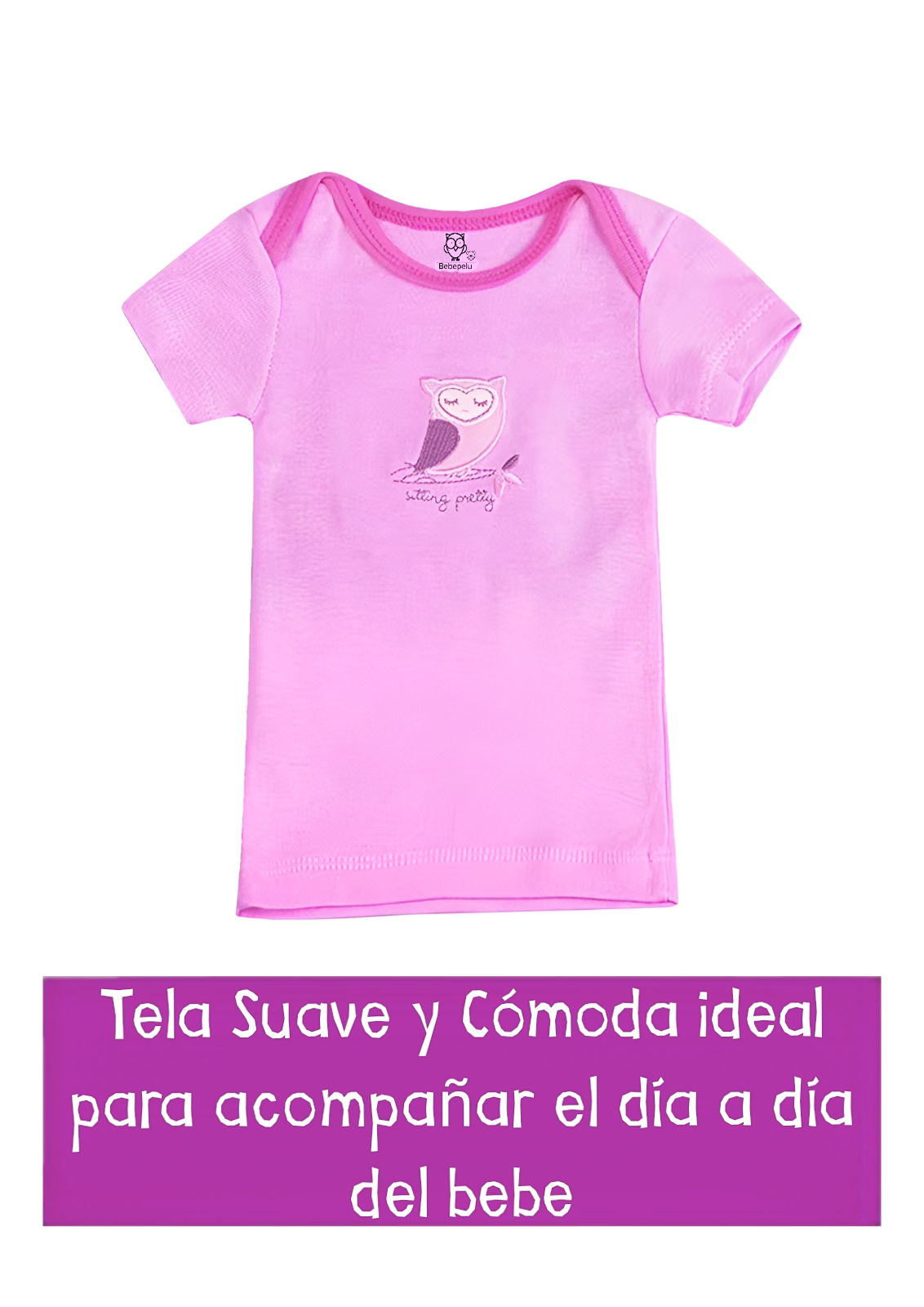 Pack 5 Poleras Manga Corta Bebe Algodón Surtido Niña Bebepelu-5