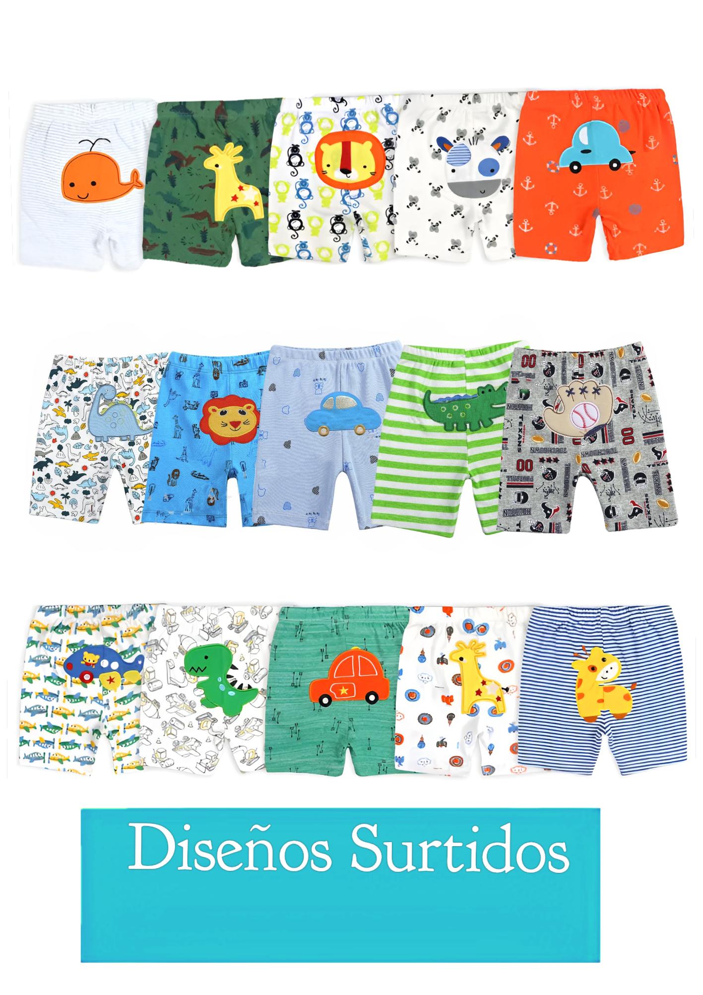 Pack 5 Shorts Pantalones Cortos Algodón Surtidos Niño Bebepelu-3