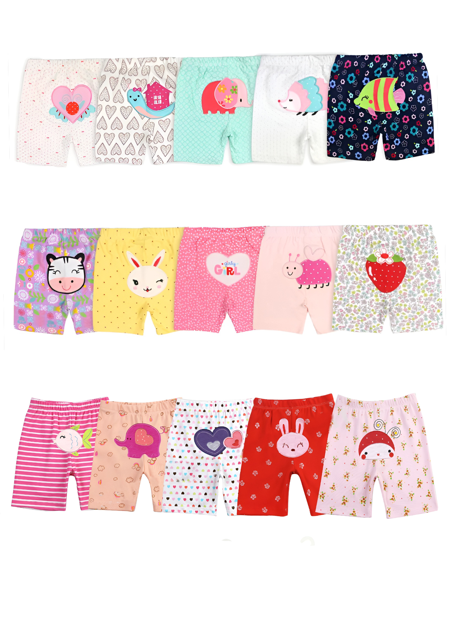 Pack 5 Shorts Pantalones Cortos Algodón Surtidos Niña Bebepelu-1