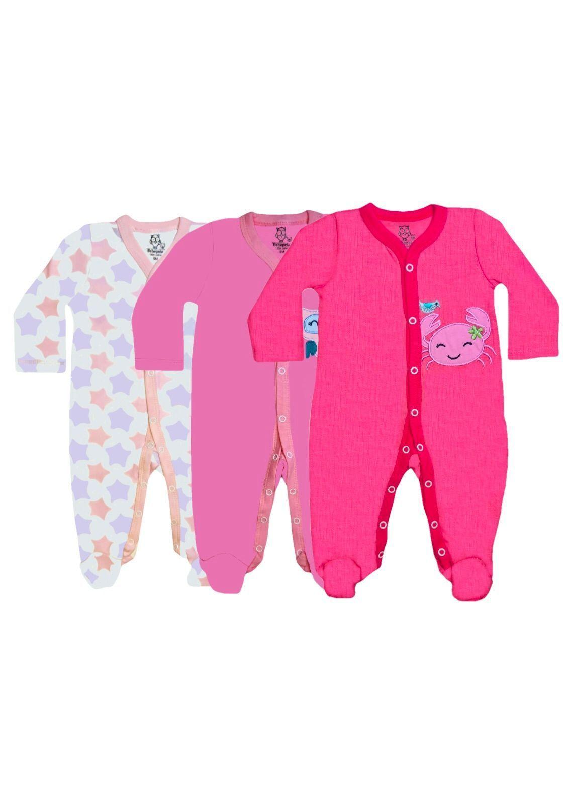 Pack 3 Osito Enterito Pijama Bebe 100% Surtido Niña Algodon Bebepelu-3