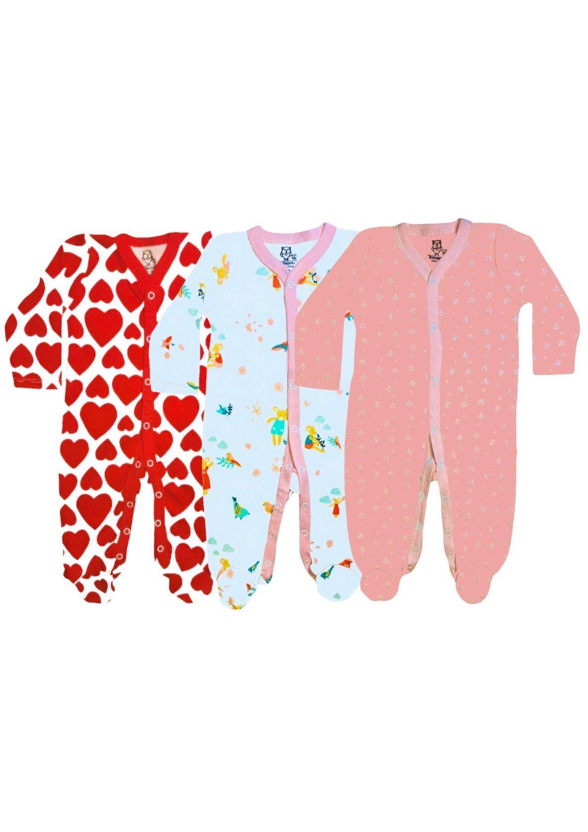 Pack 3 Osito Enterito Pijama Bebe 100% Surtido Niña Algodon Bebepelu-4