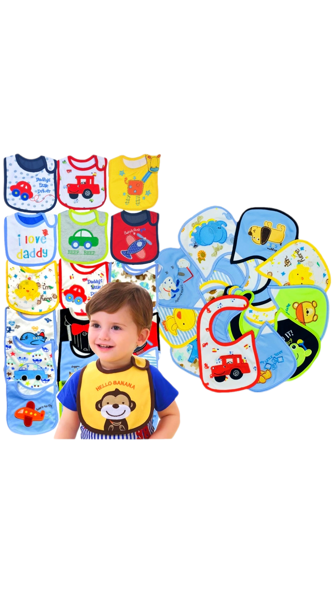 12 Unidades De Babero De Bebé Surtido (niño ) -3