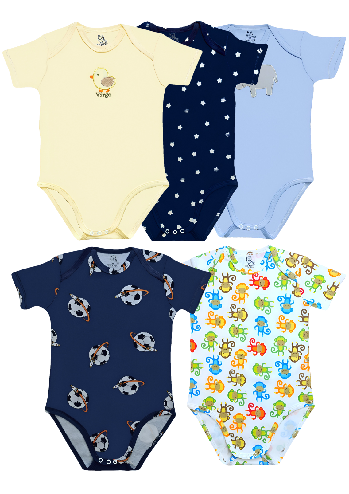Pack 5 Body Manga Corta  bebepelu Surtido Niño-2