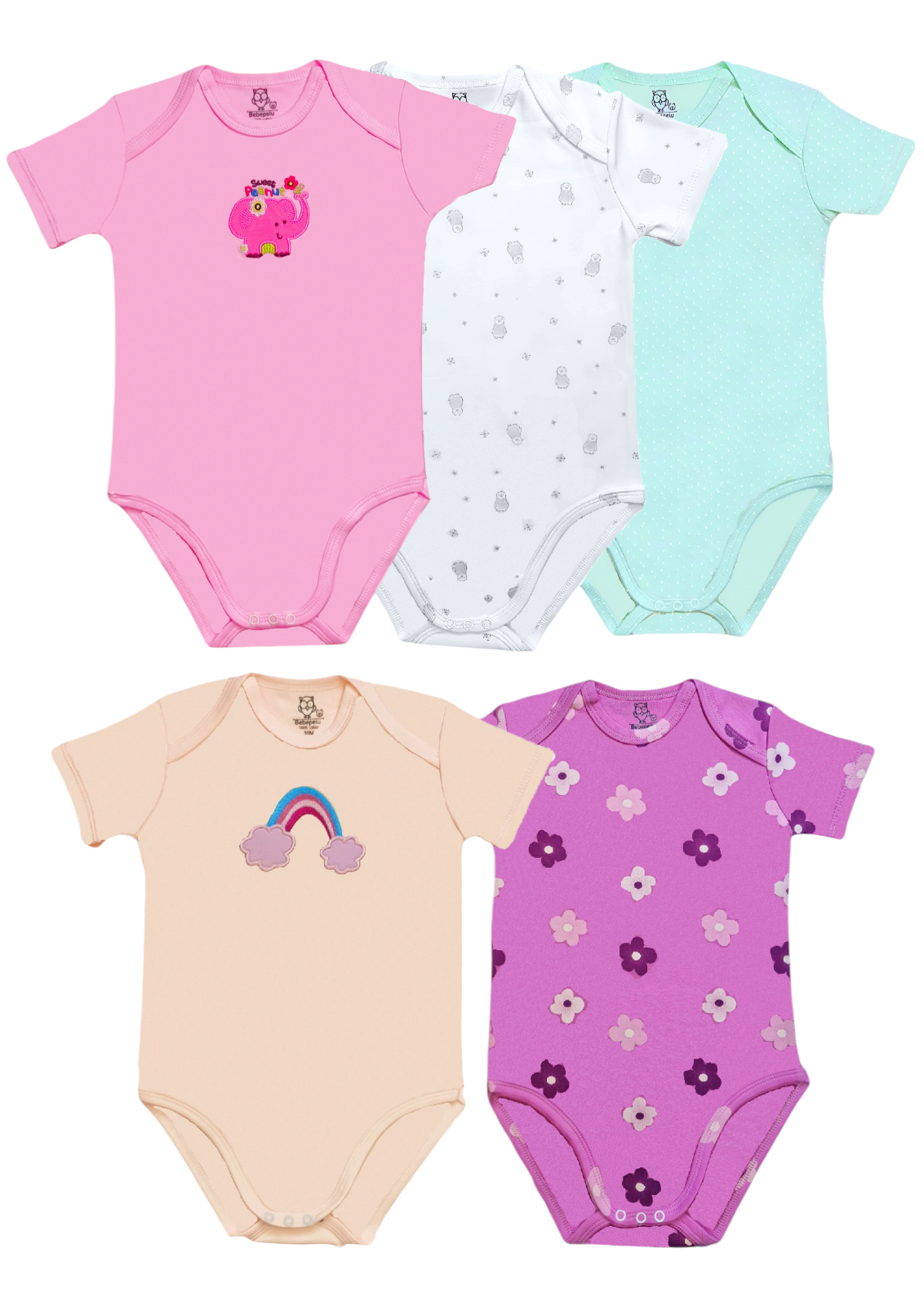 Pack 5 Body Manga Corta bebepelu Surtido Niña-2