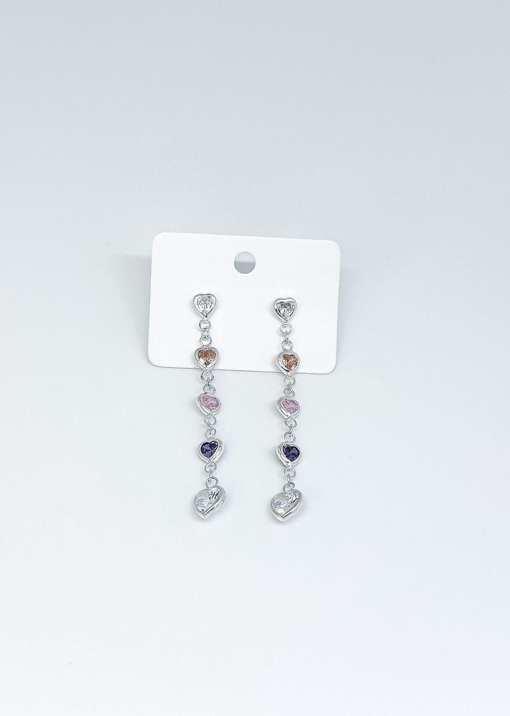 Aros colgantes circones de colores en plata italiana 925-2