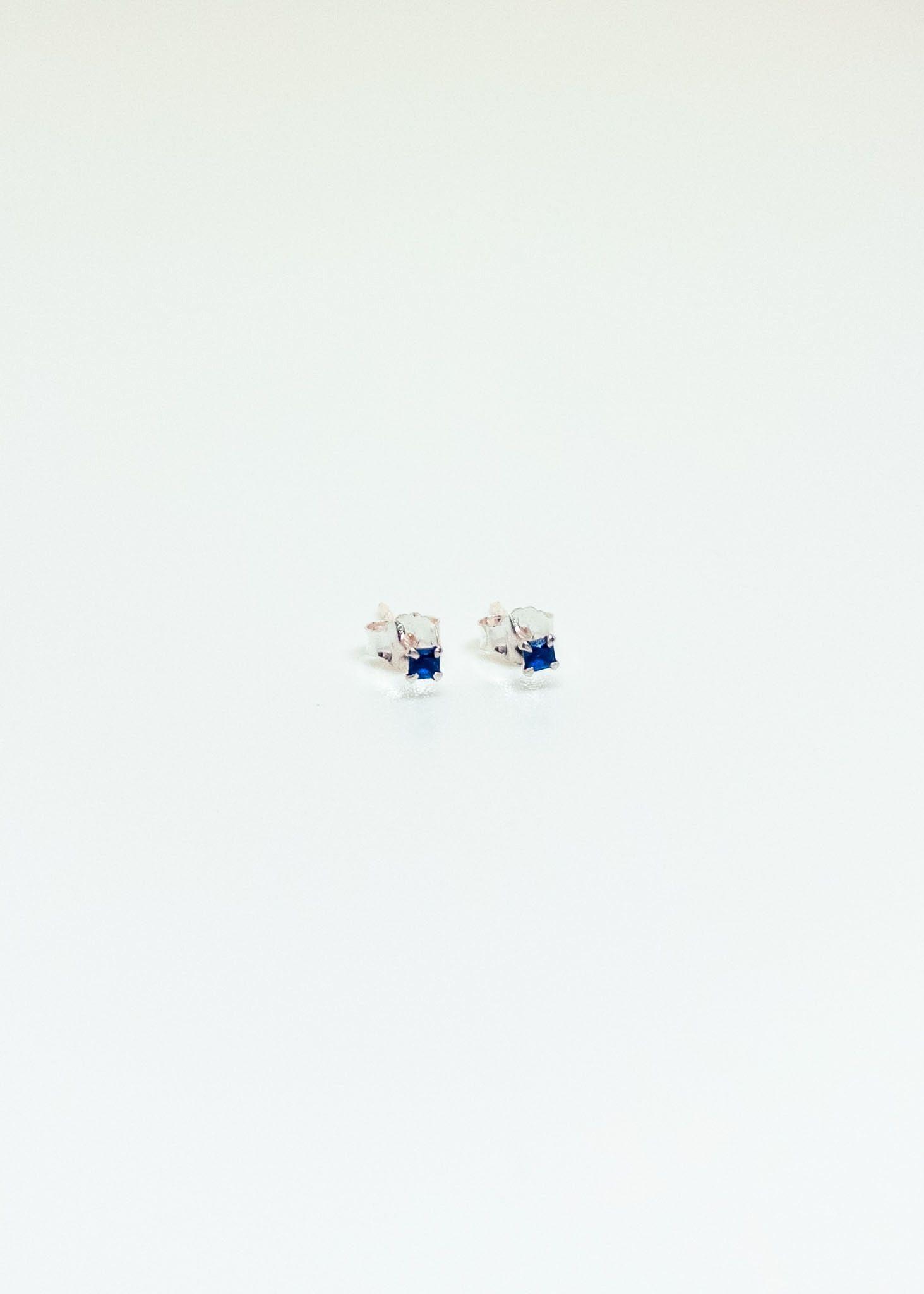 Aros Mini Circón Azul en Plata Italiana 925-2