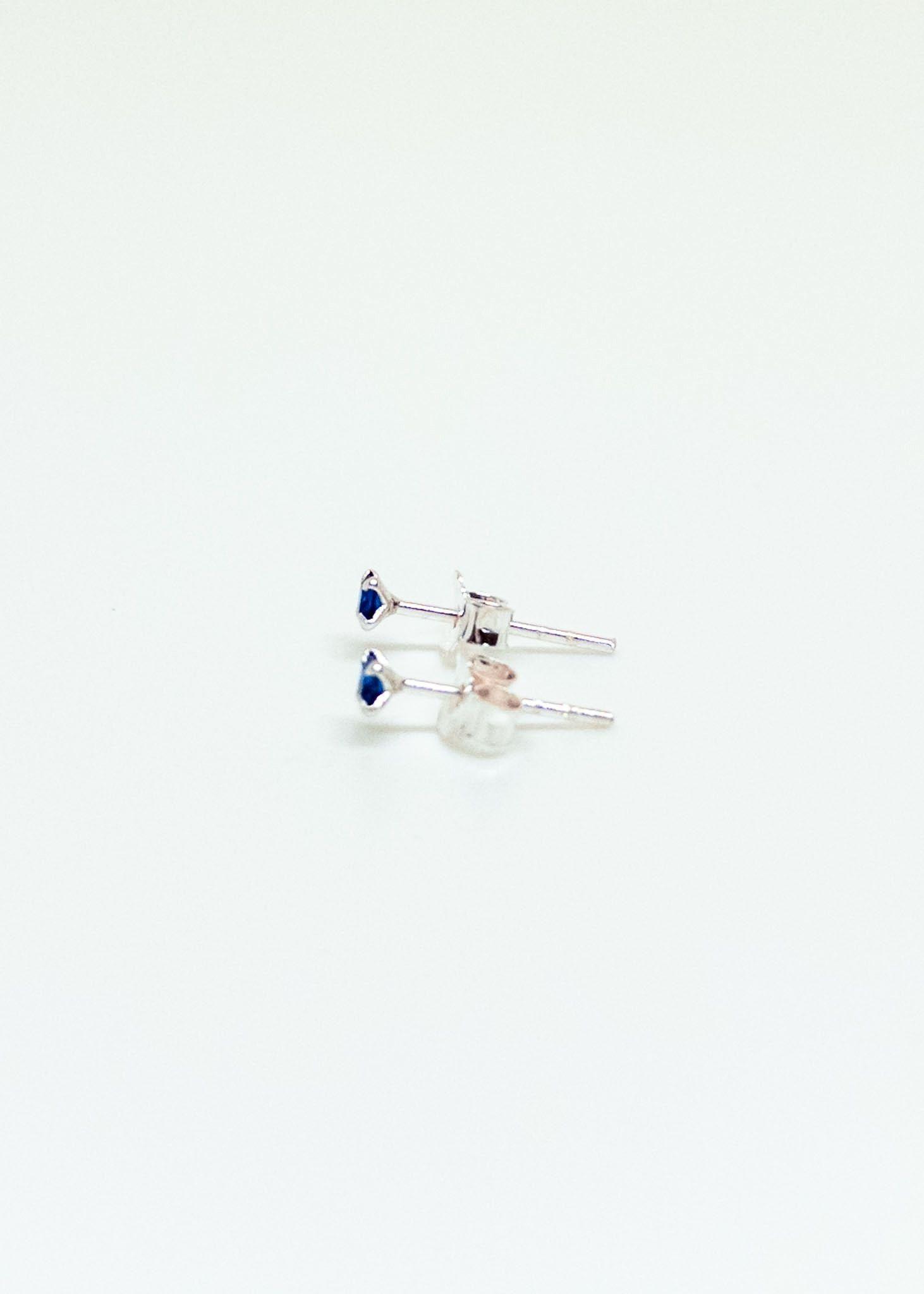 Aros Mini Circón Azul en Plata Italiana 925-3