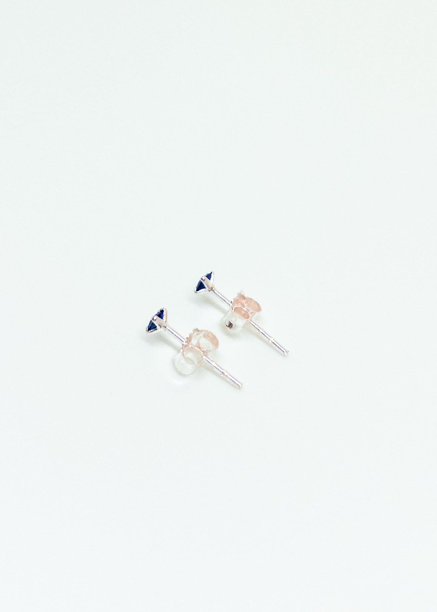Aros Mini Circón Azul en Plata Italiana 925-4