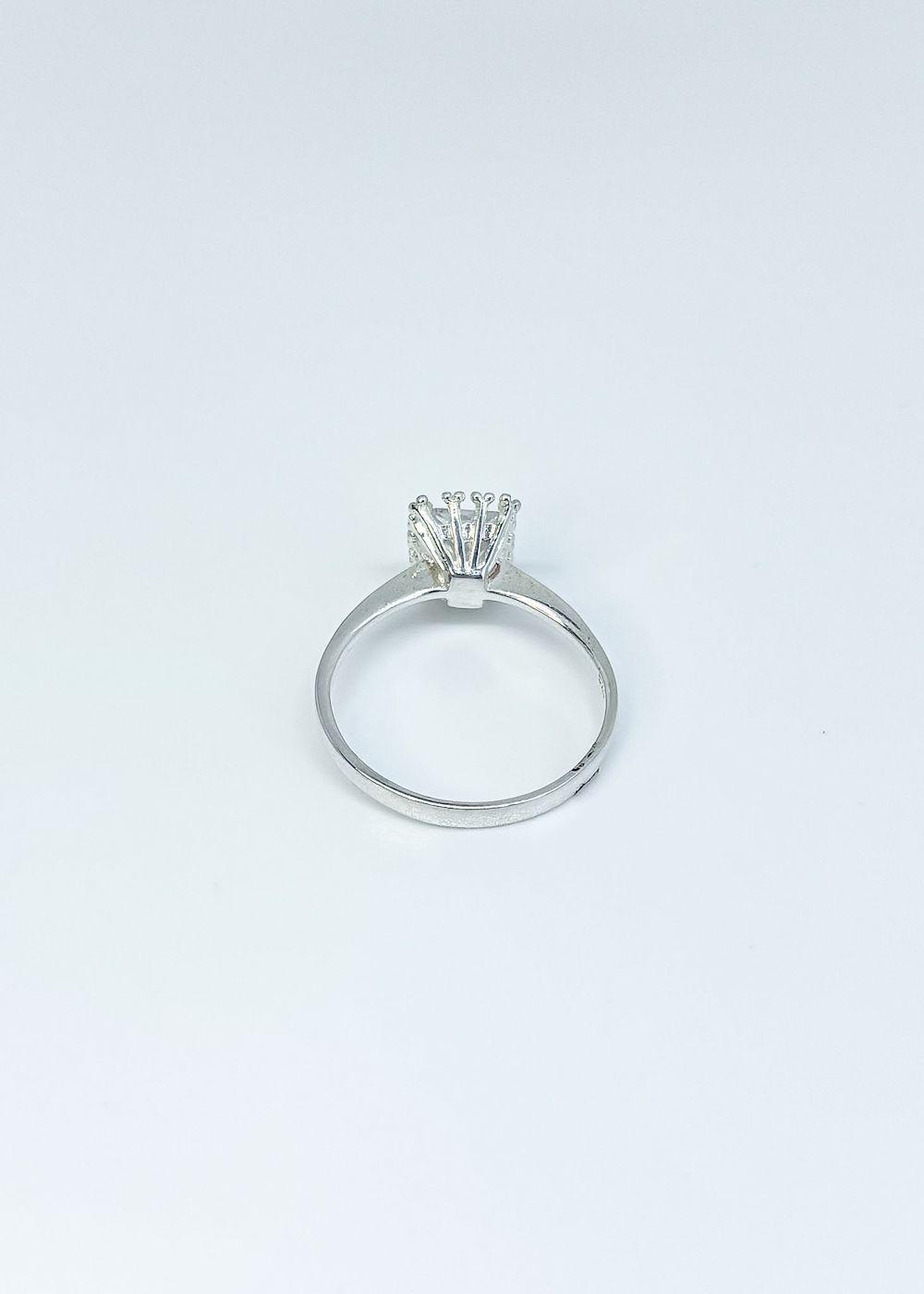 Anillo circón grande blanco en plata italiana 925-3