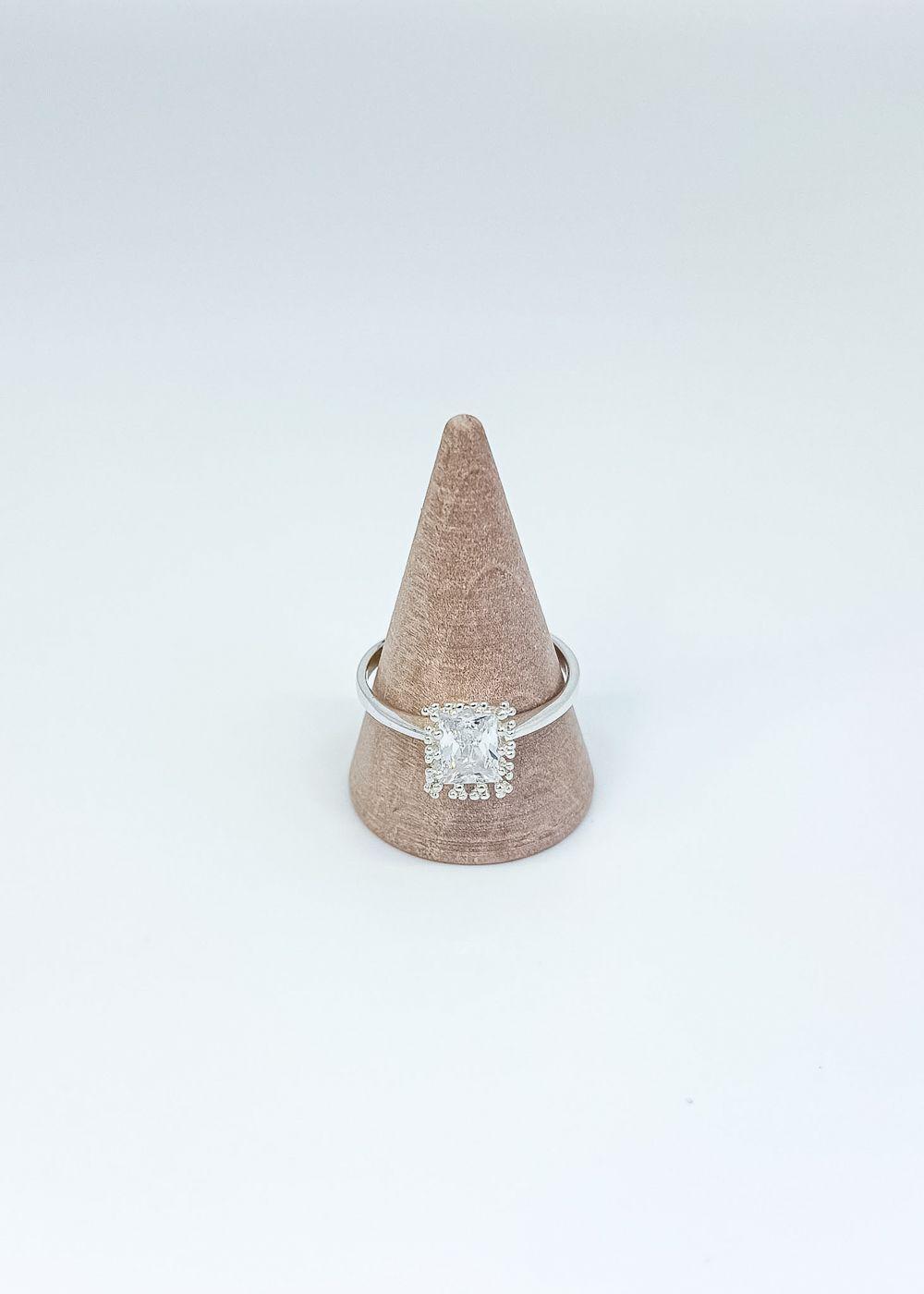 Anillo circón grande blanco en plata italiana 925-4