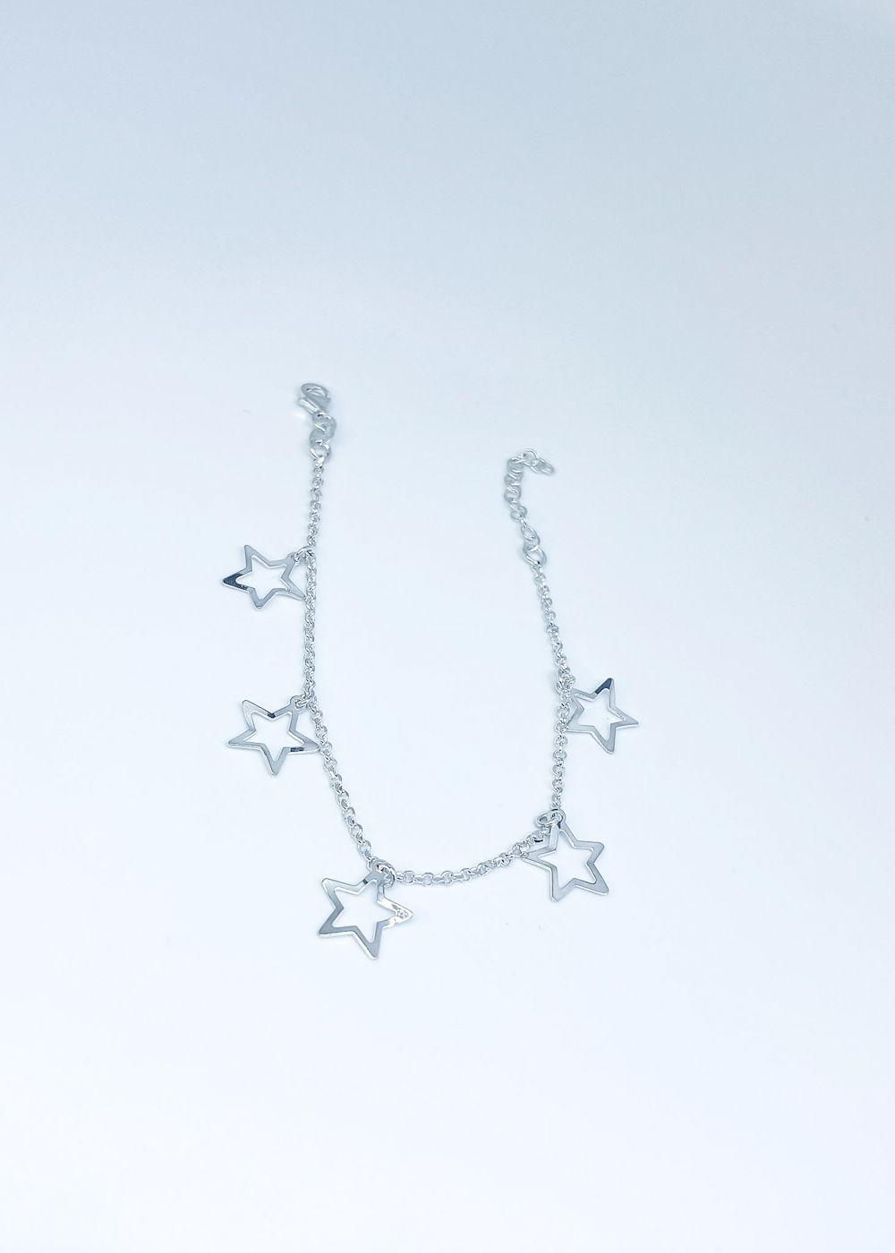 Pulsera estrellas colgando en plata italiana 925-2